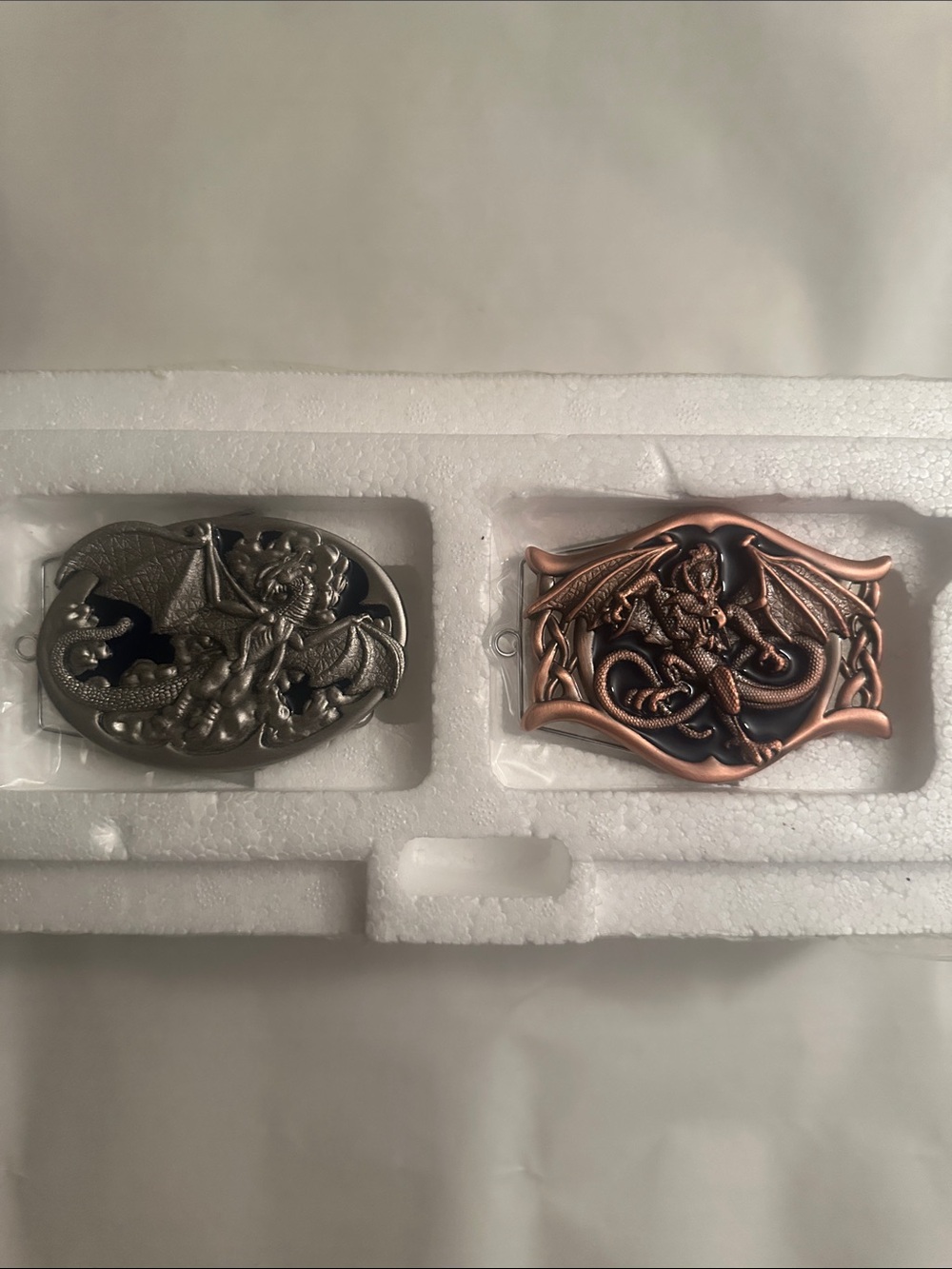 Dragon Motif Metal Belt Buckles - Silver and Copper Tones 🔥🔥🔥